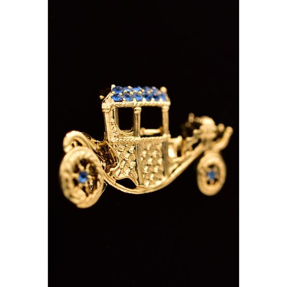 Danecraft Vintage Car Pin Brooch Crystal Classic Antique Show Gold NOS BinA18 - Picture 3 of 12
